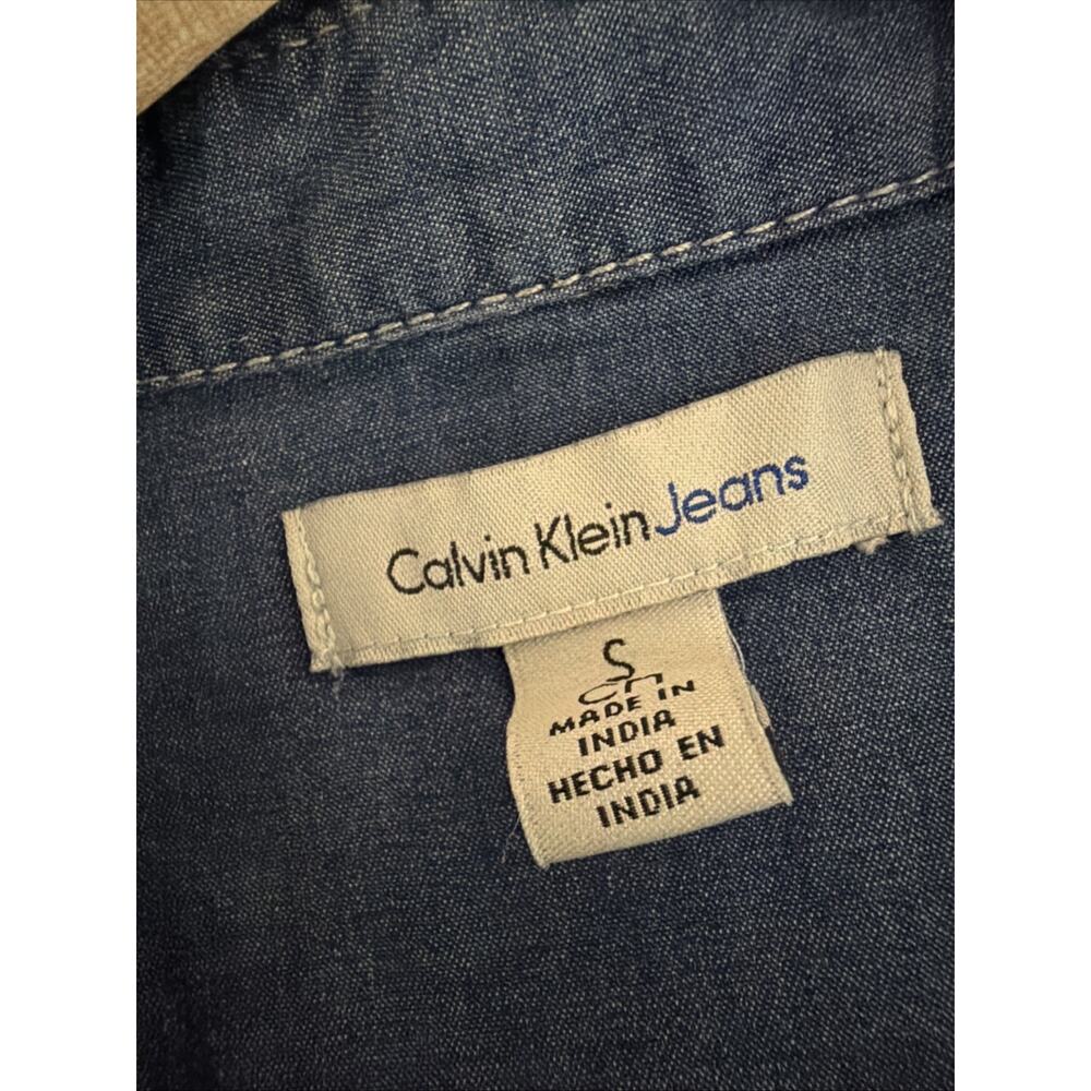 Vintage Calvin Klein Pearl Snap Up Denim Jean Shirt #1298 Size SMALL - Picture 5 of 5